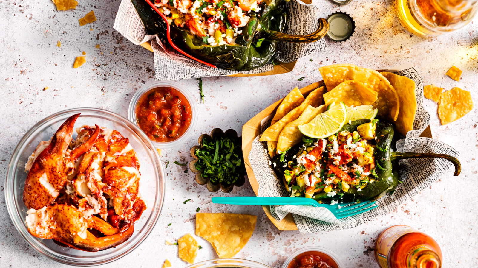 Grilled Corn & Maine Lobster Stuffed Poblanos