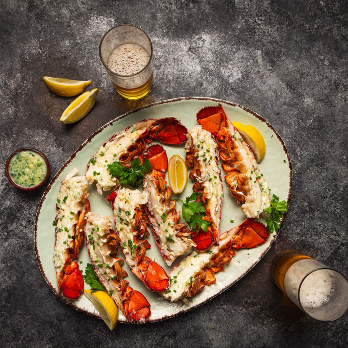 12 Split Maine Lobster Tails with Lemon and Herb Butter