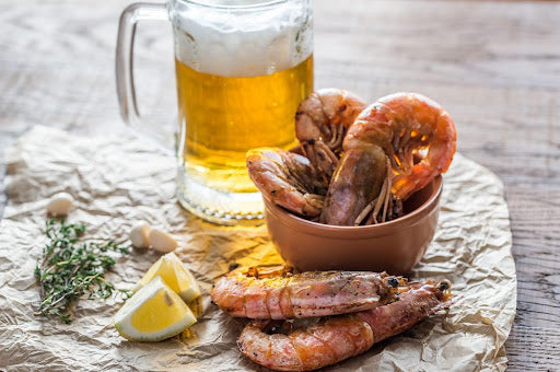 Fried Shrimp with beer.