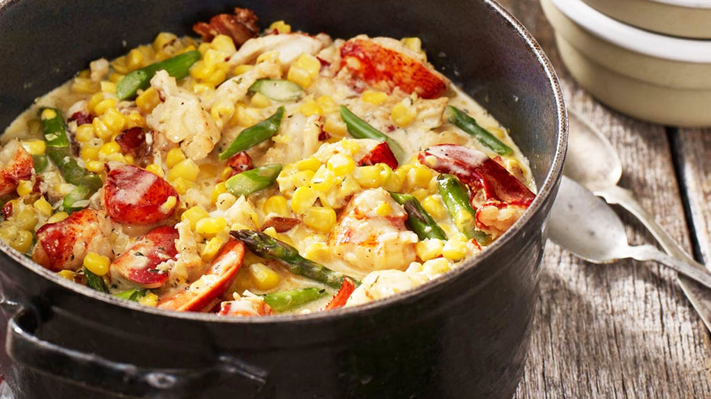 Fresh Corn Succotash with Maine Lobster and Asparagus Recipe image by Get Maine Lobster