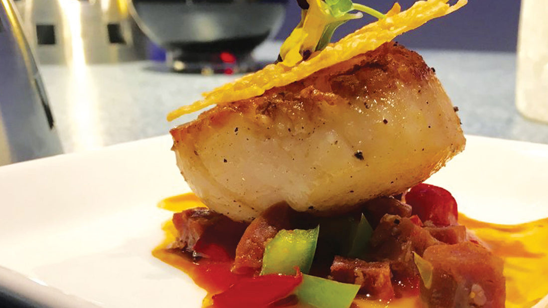 Seared Scallops Over a Parmesan Crisp Recipe image by Get Maine Lobster