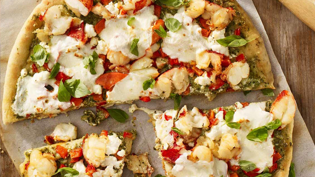 Roasted Garlic Pesto and Maine Lobster Pizza Recipe image by Get Maine Lobster