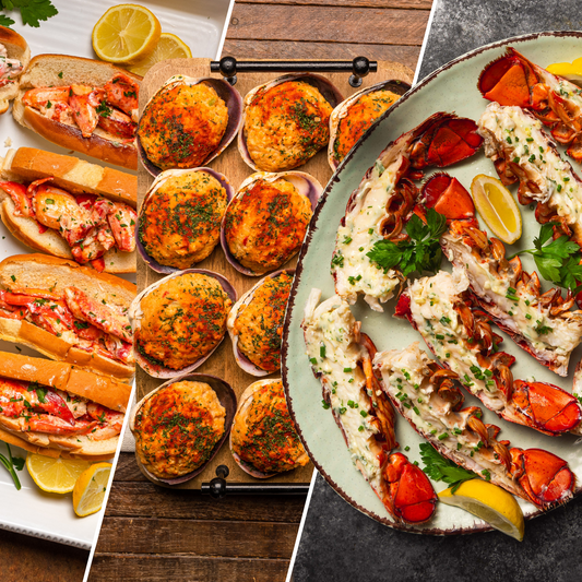 Buy 12 (6-7 oz) Lobster Tails and 12 Maine Lobster Rolls, Get 12 New England Stuffed Clams FREE