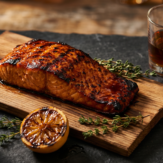 9 oz Maple Bourbon Cedar Planked Salmon
